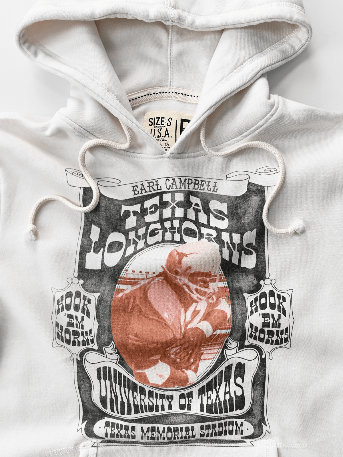 UT - Earl Campbell Texas Tornado White PO Hoody - Roots of Fight