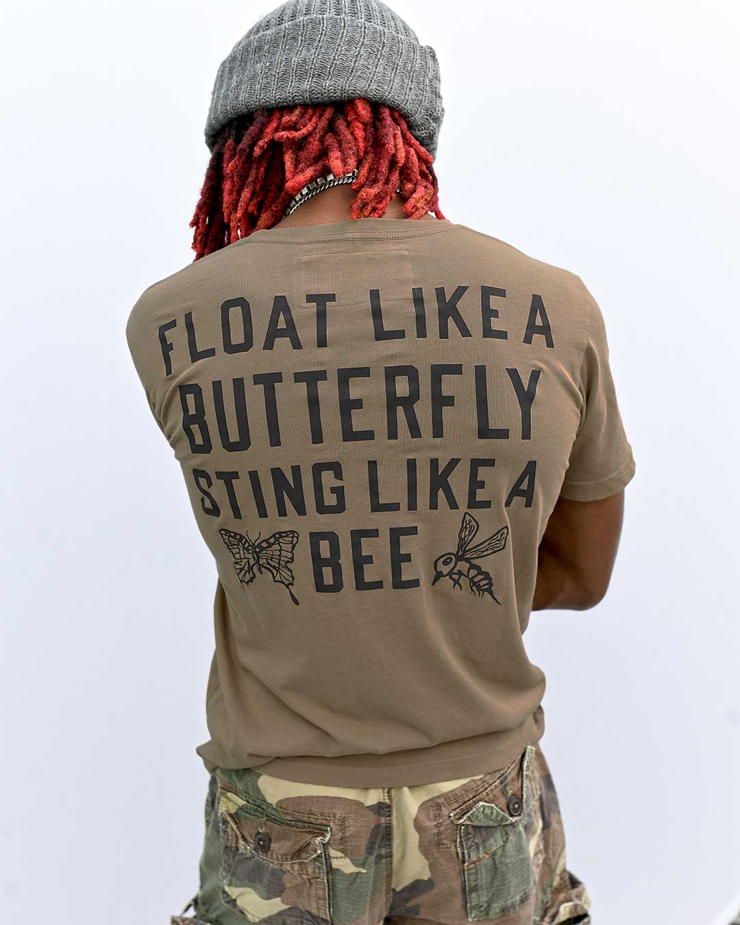 Ali Deer Lake Float Quote Olive Tee - Roots of Fight