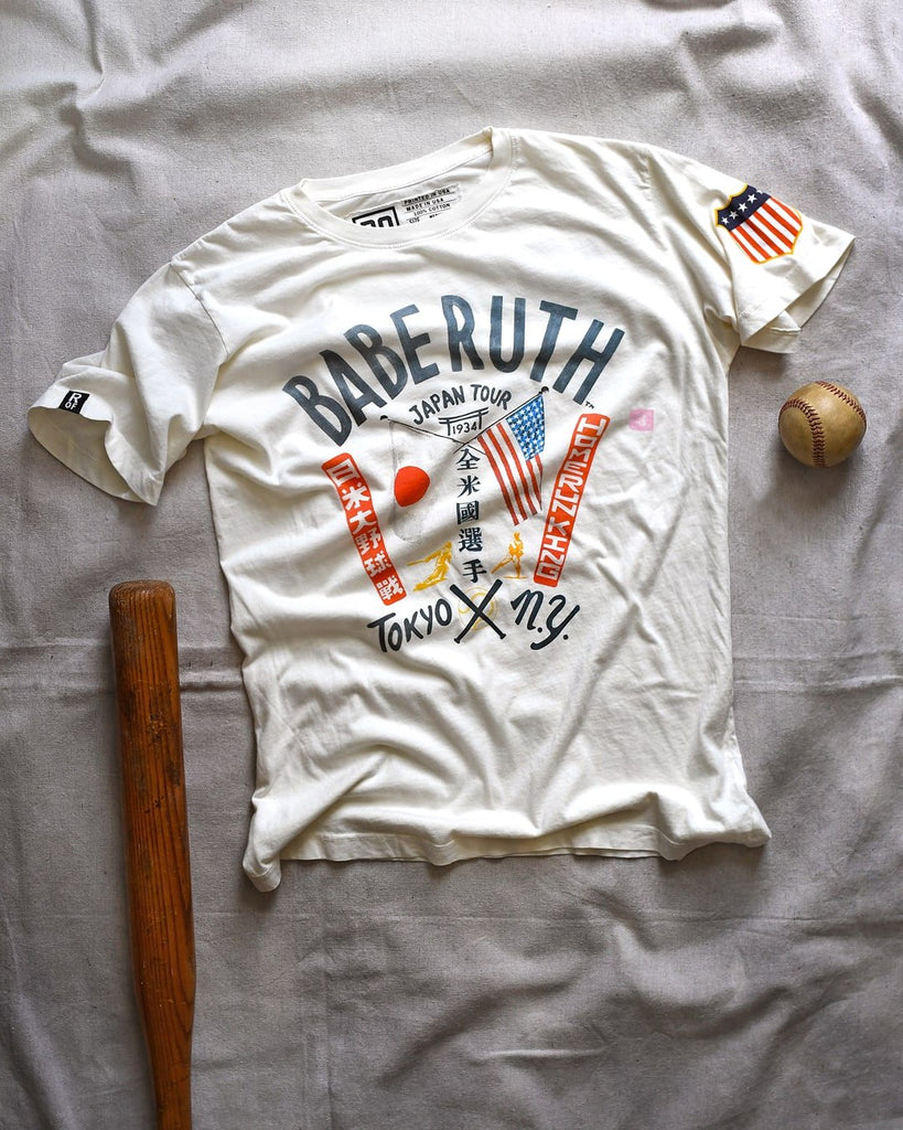 Babe Ruth Tokyo X NY Vintage White Tee Roots of Fight