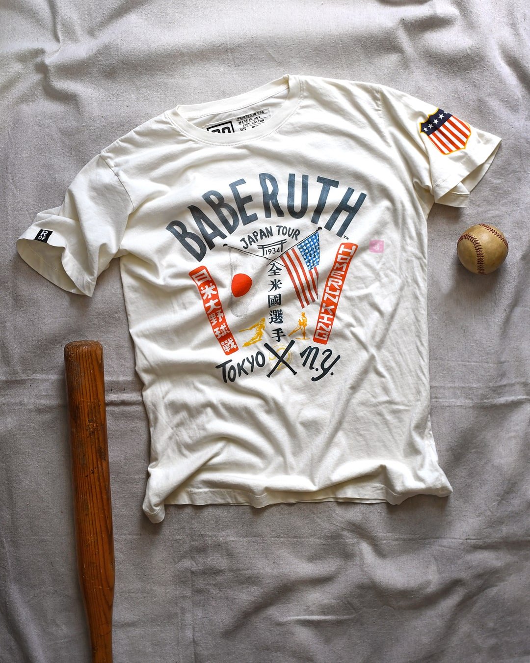 Babe Ruth Tokyo x NY Vintage White Tee 3XL / Vintage White