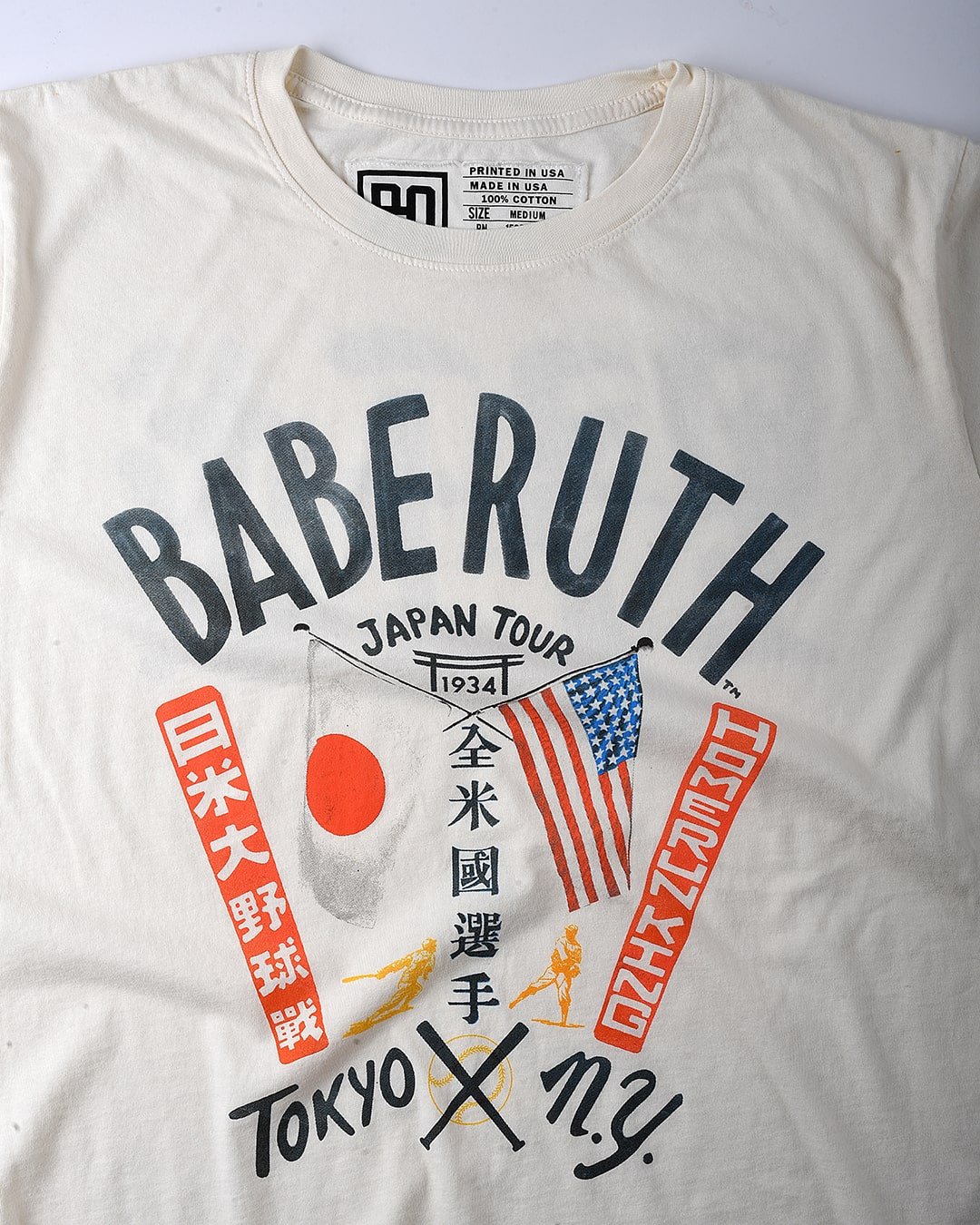 Babe Ruth Tokyo x NY Vintage White Tee 3XL / Vintage White