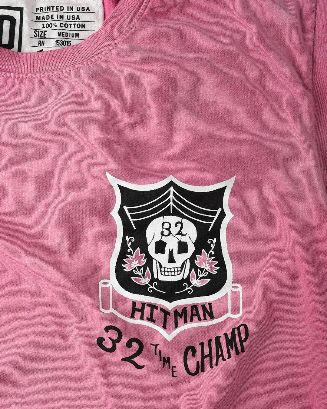 Bret Hart 32 Time Champ Pink Tee - Roots of Fight Canada