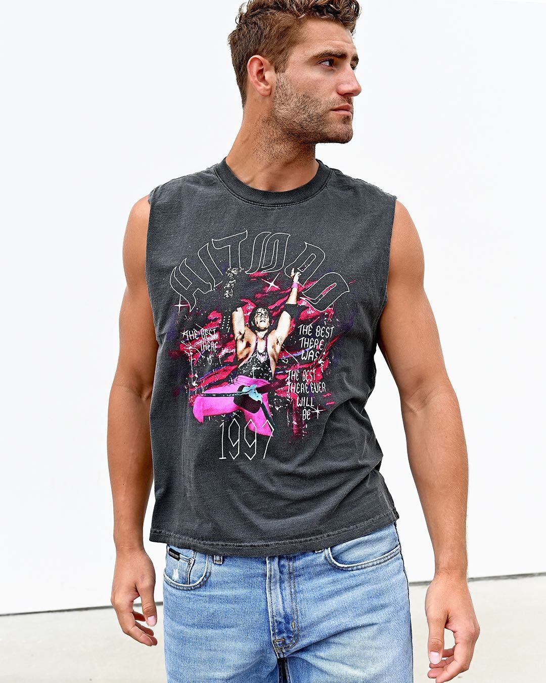 Bret Hart Hitman Black Muscle Tee - Roots of Fight