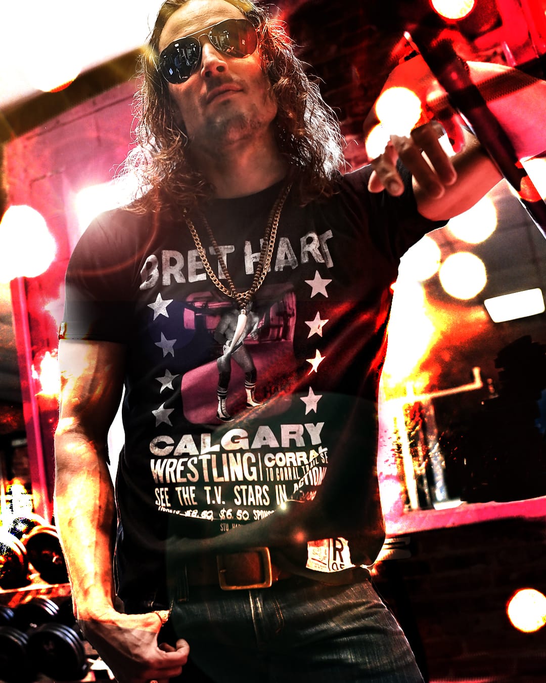 Bret Hart Photo Black Tee - Roots of Fight