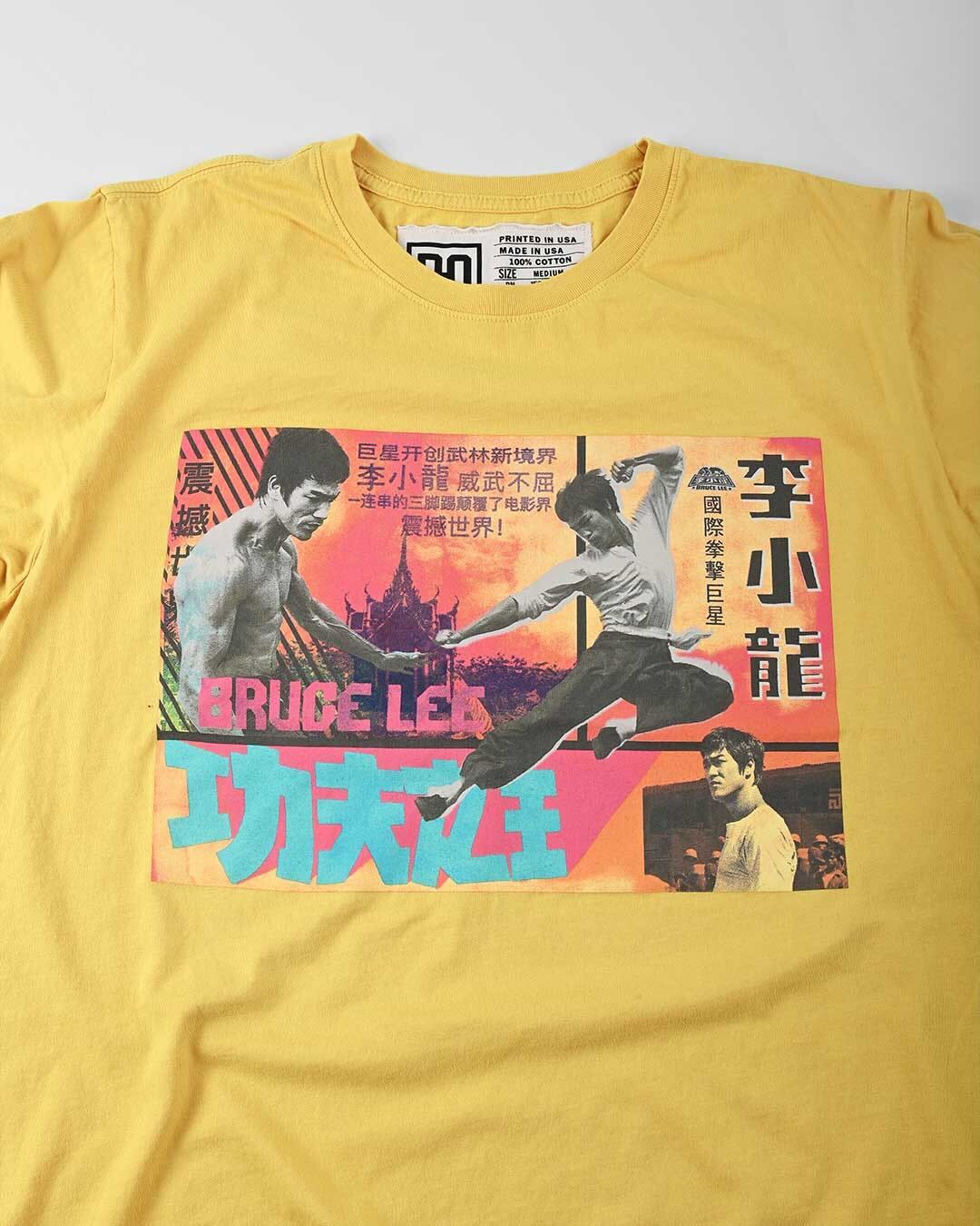 Bruce Lee King of Kung Fu Collage Yellow Tee - Roots of Fight