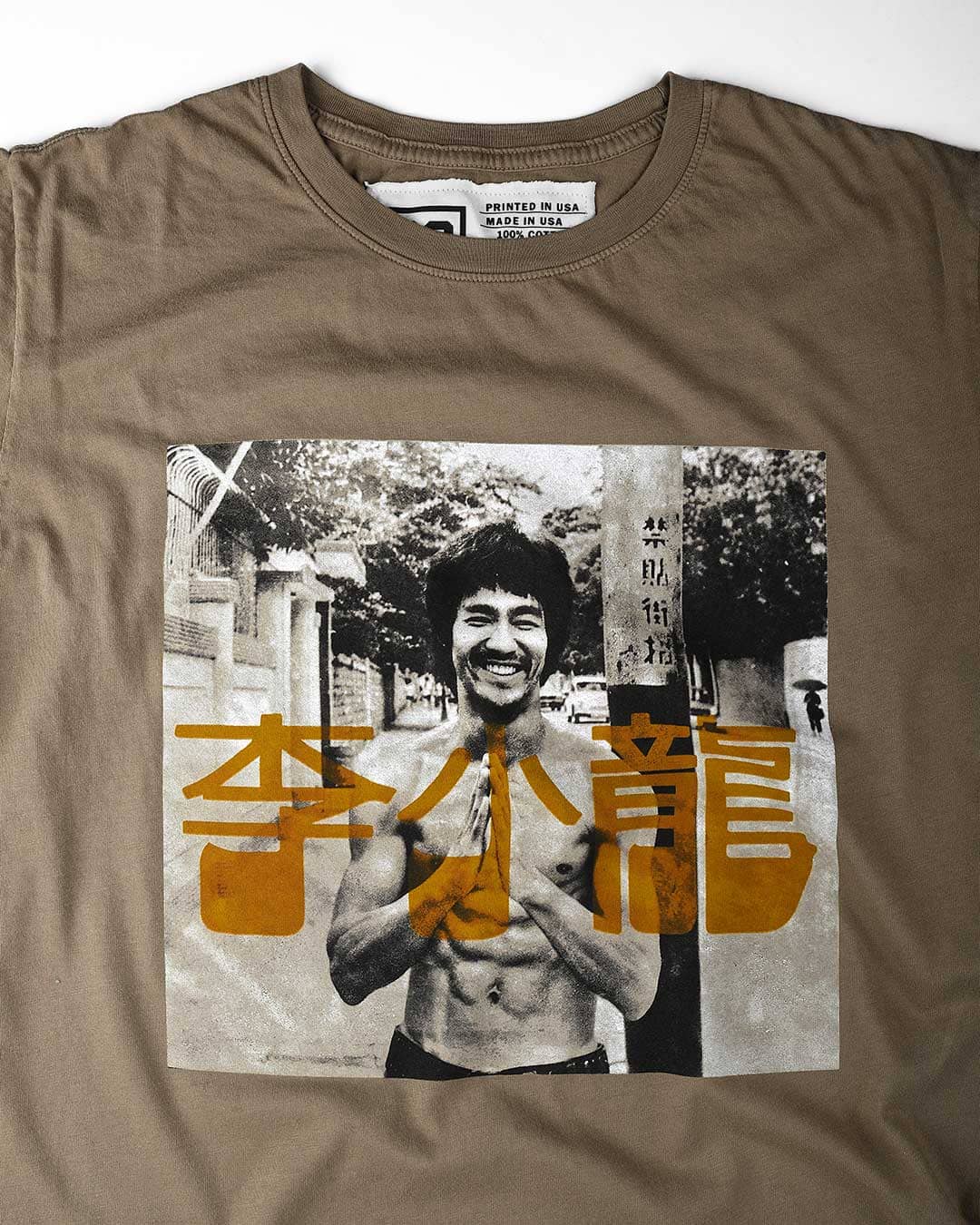 Bruce Lee Photo Vintage Olive Tee - Roots of Fight