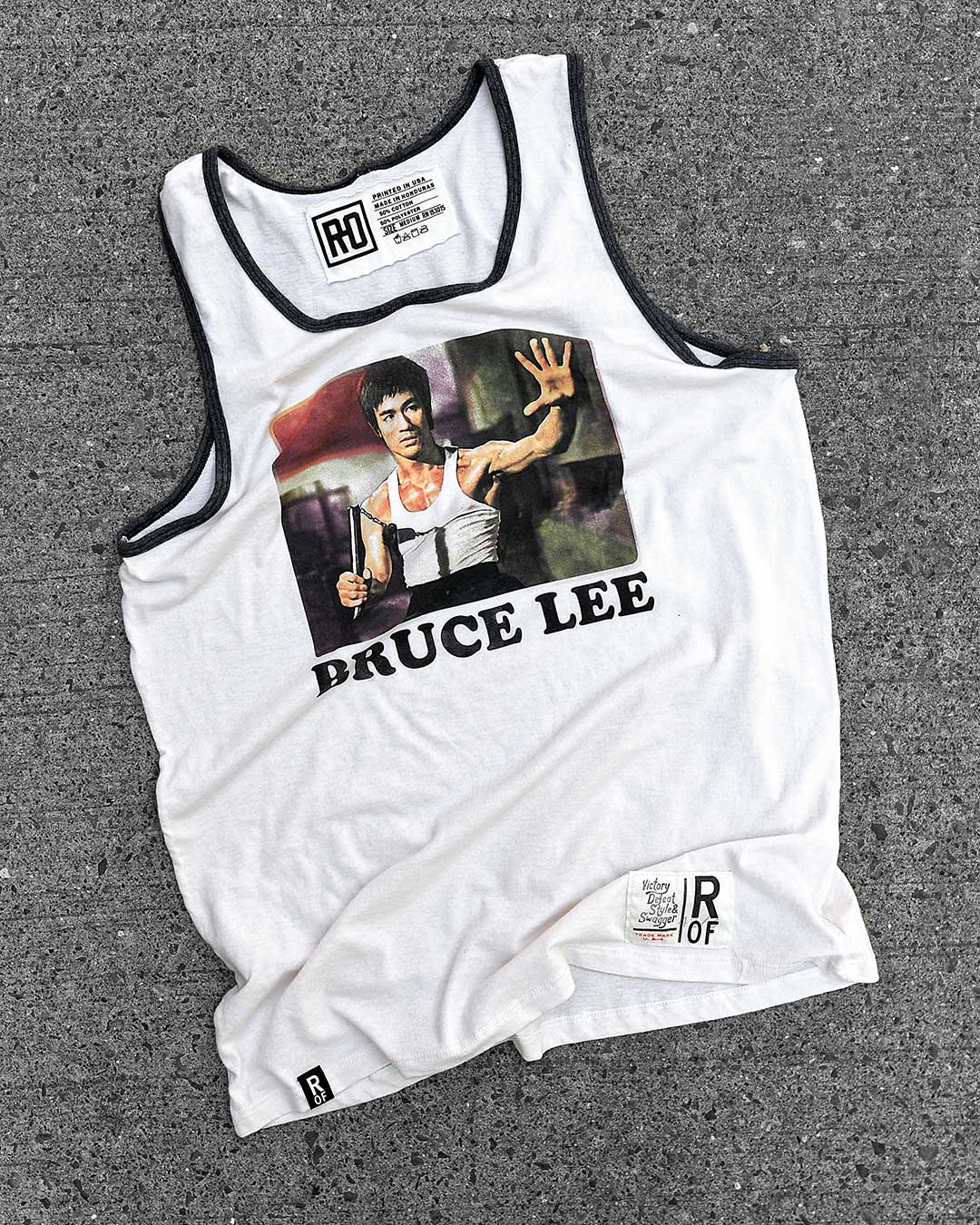 Bruce Lee Photo Vintage White Tank - Roots of Fight