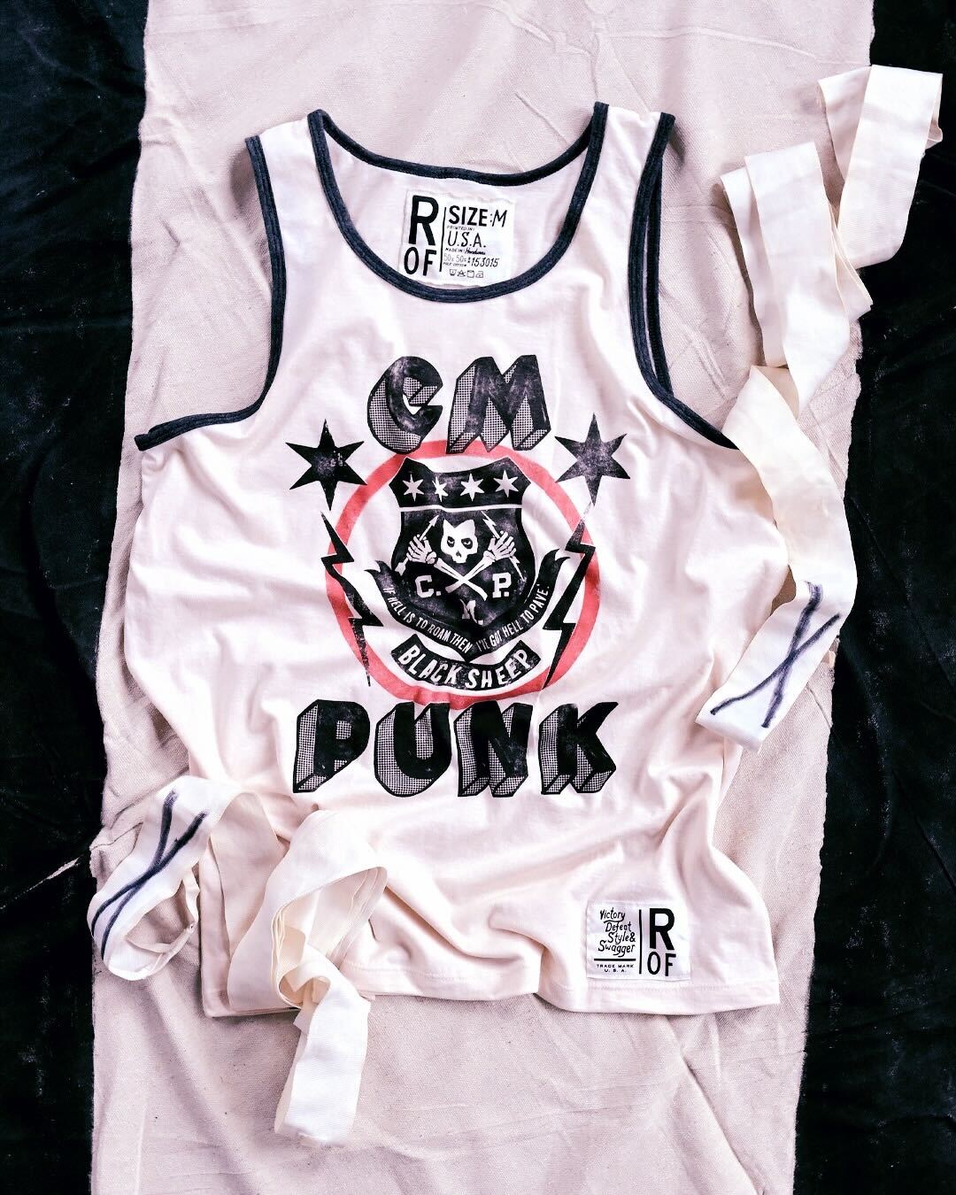 CM Punk Black Sheep White Tank - Roots of Fight