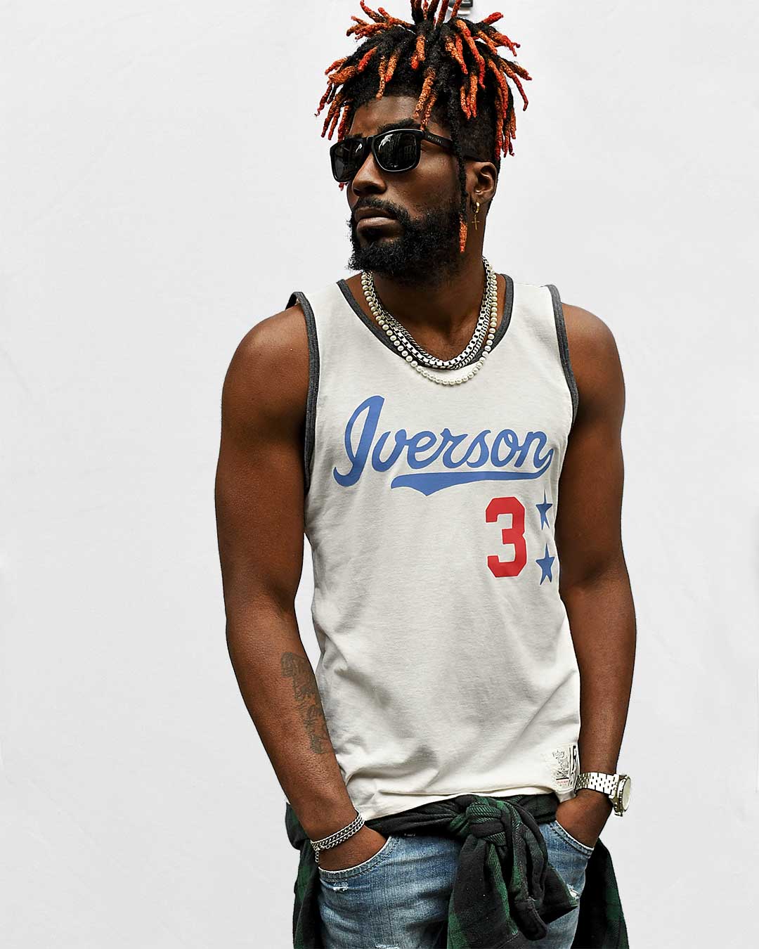 Iverson #3 Vintage White Tank - Roots of Fight