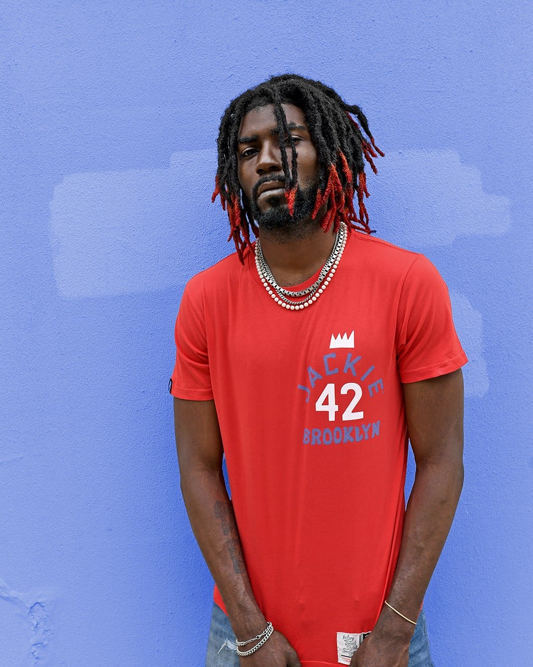 Jackie Robinson #42 Crown Red Tee - Roots of Fight