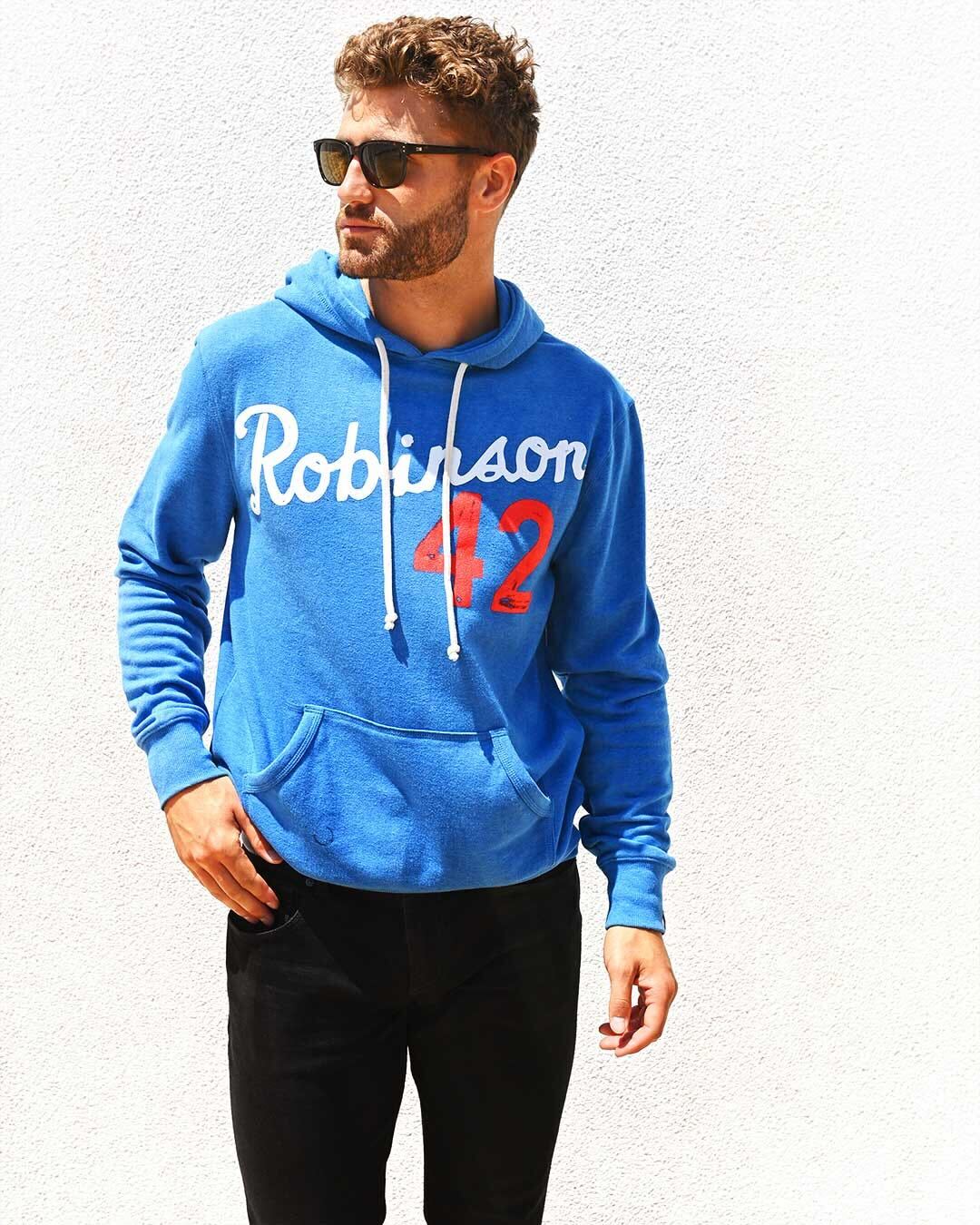 Jackie Robinson #42 Essential Blue Hoody - Roots of Fight