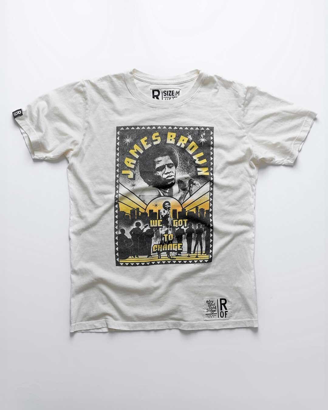 James Brown &#39;We Got To Change&#39; White Tee - Roots of Fight