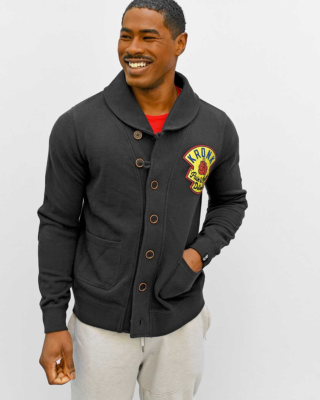 Kronk Boxing Black Cardigan - Roots of Fight