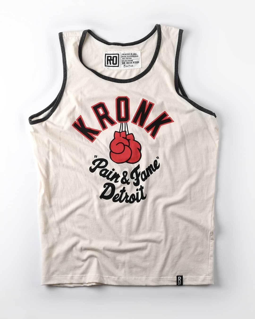 Kronk &#39;Pain &amp; Fame&#39; Vintage White Tank - Roots of Fight