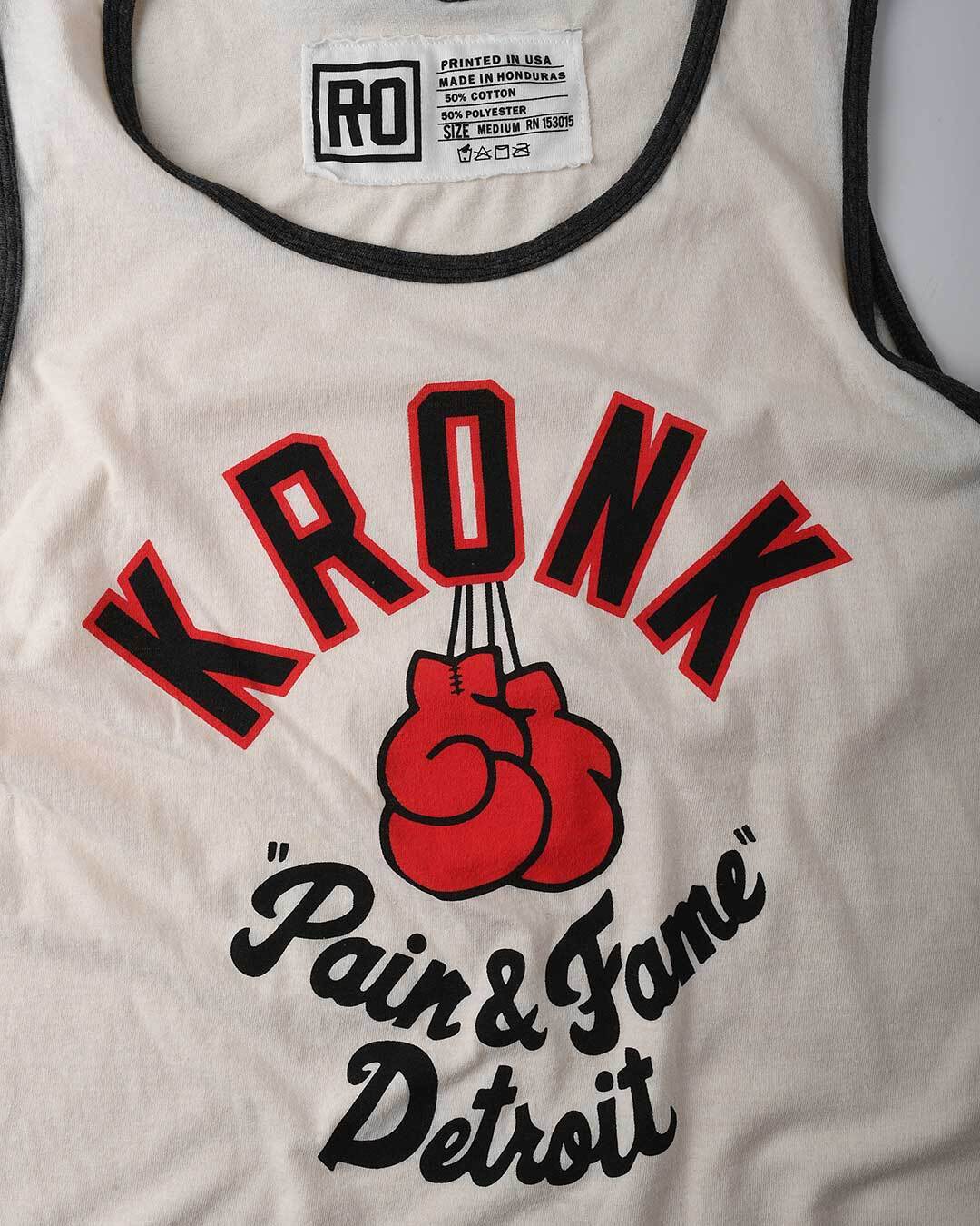 Kronk &#39;Pain &amp; Fame&#39; Vintage White Tank - Roots of Fight