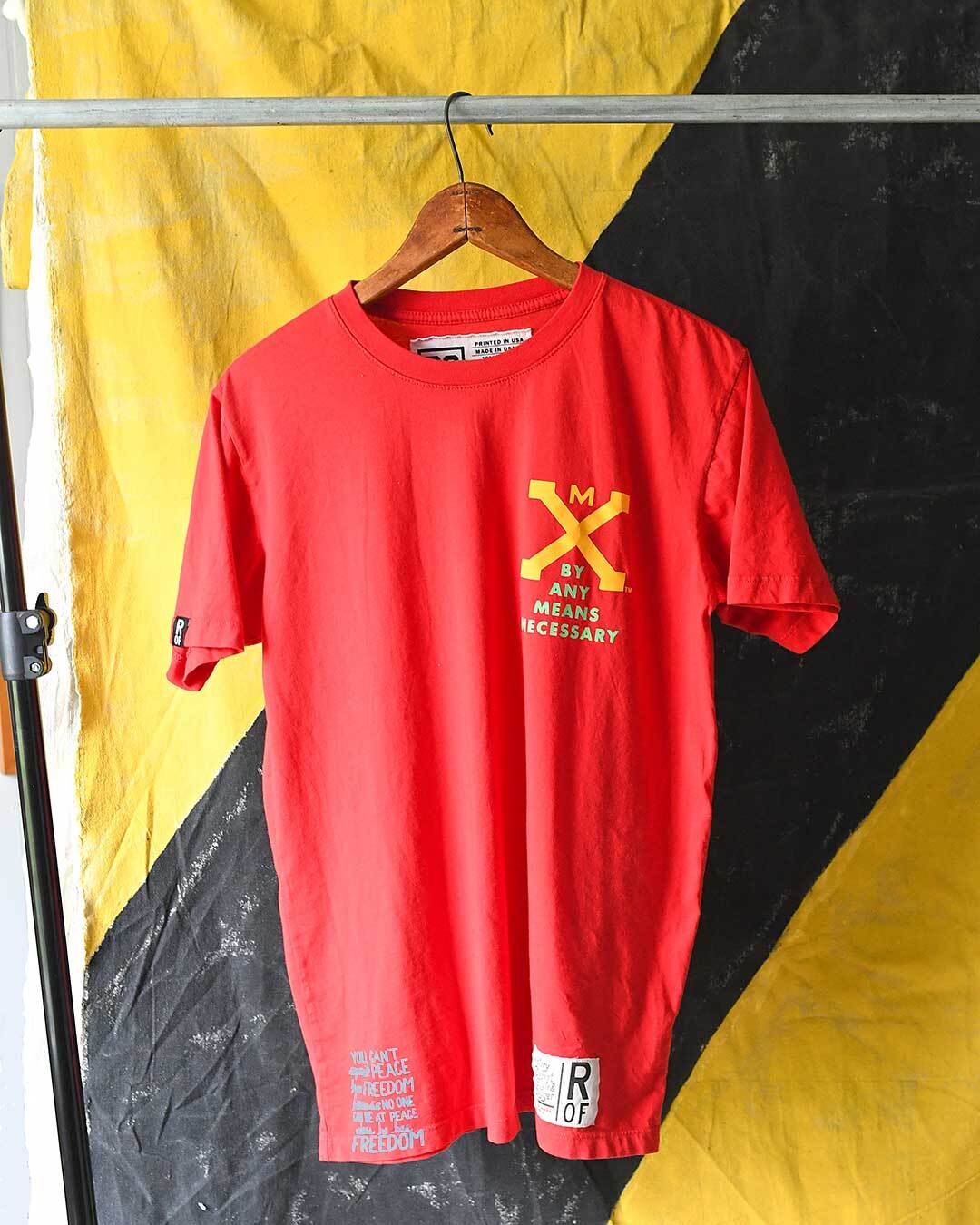 Malcolm X &#39;By Any Means Necessary&#39; Red Tee - Roots of Fight