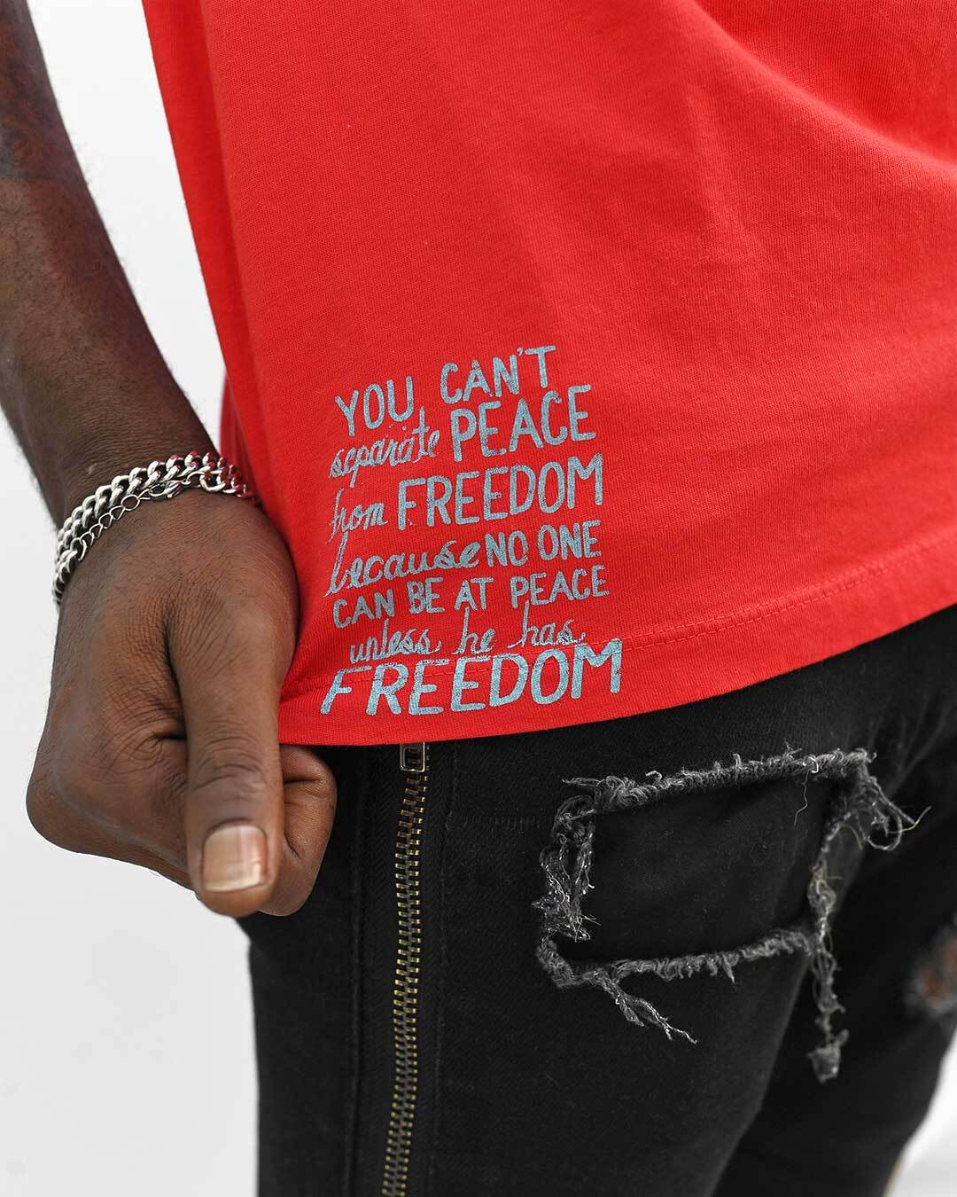 Malcolm X 'By Any Means Necessary' Red Tee - Roots of Fight