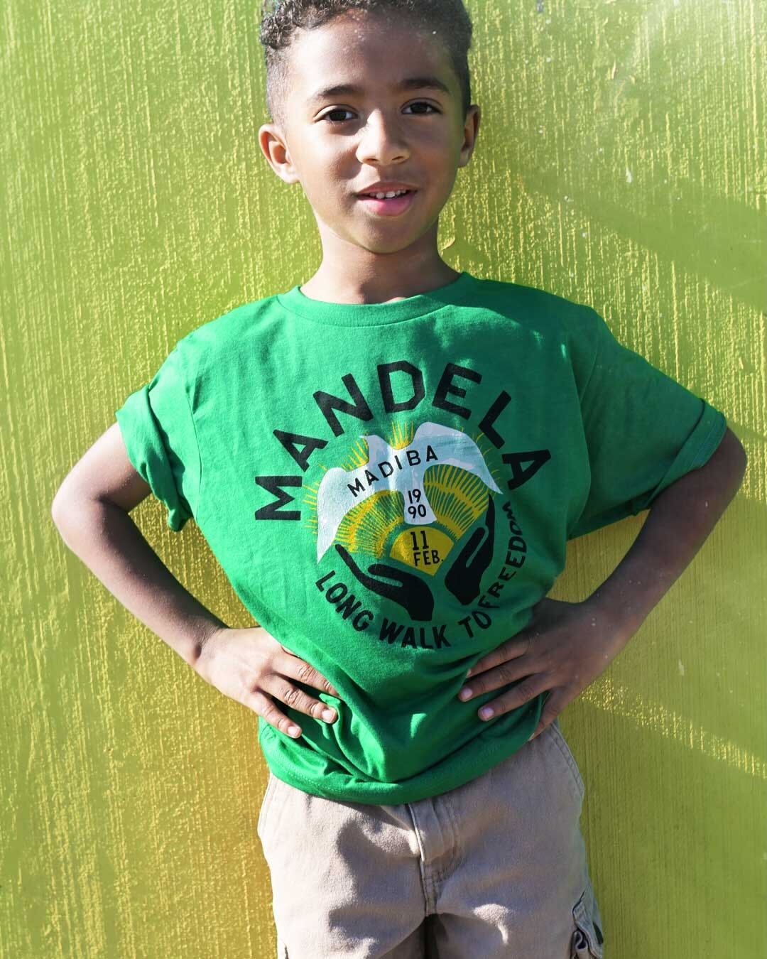Mandela 'Long Walk to Freedom' Green Kid's Tee - Roots of Fight Canada