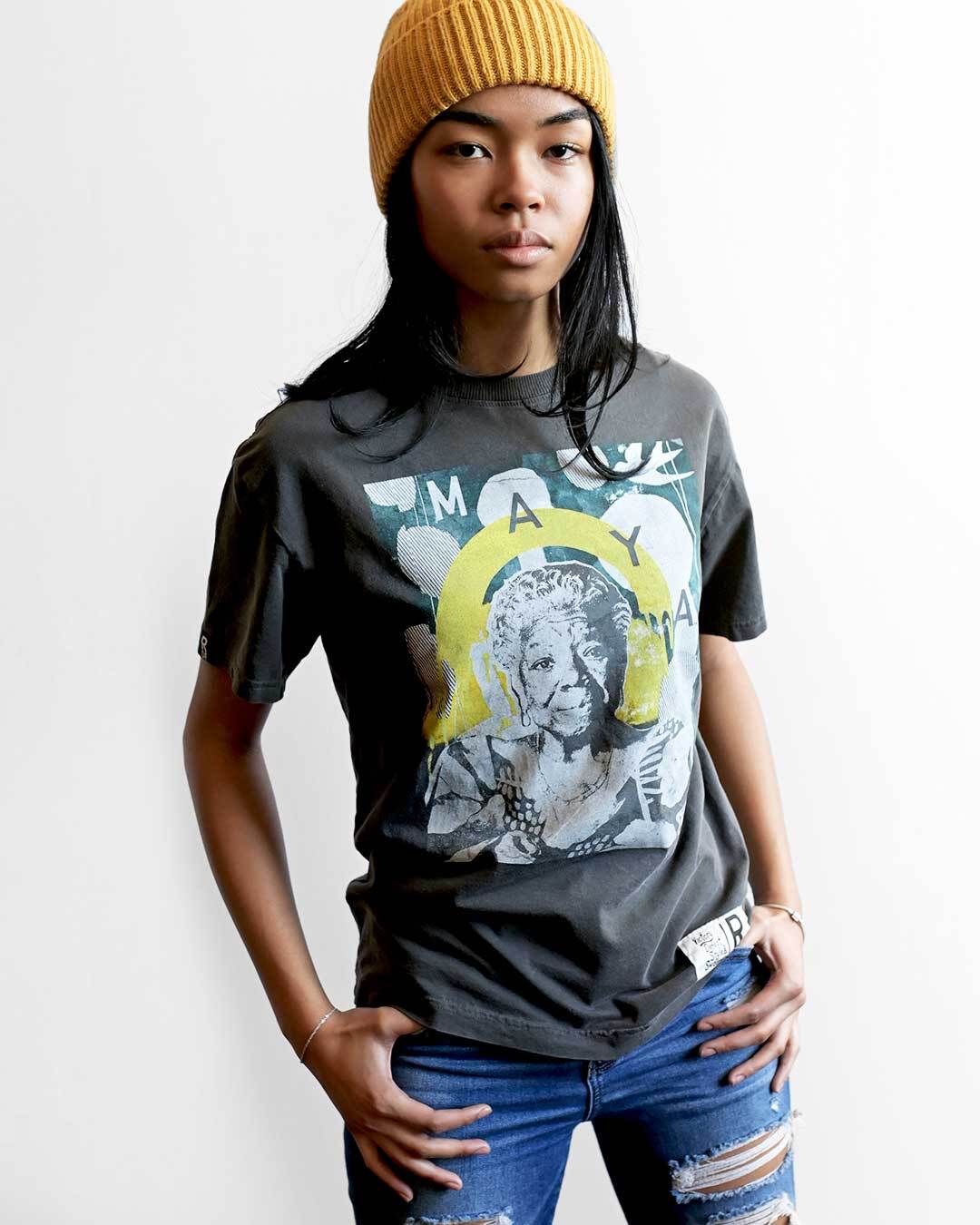 Maya Angelou Photo Black Women&#39;s Tee - Roots of Fight