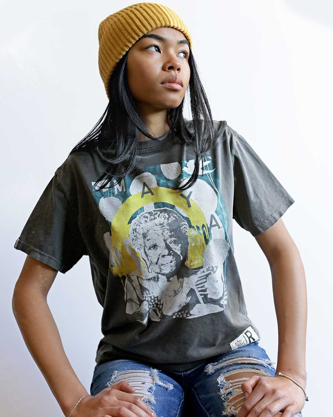 Maya Angelou Photo Black Women&#39;s Tee - Roots of Fight