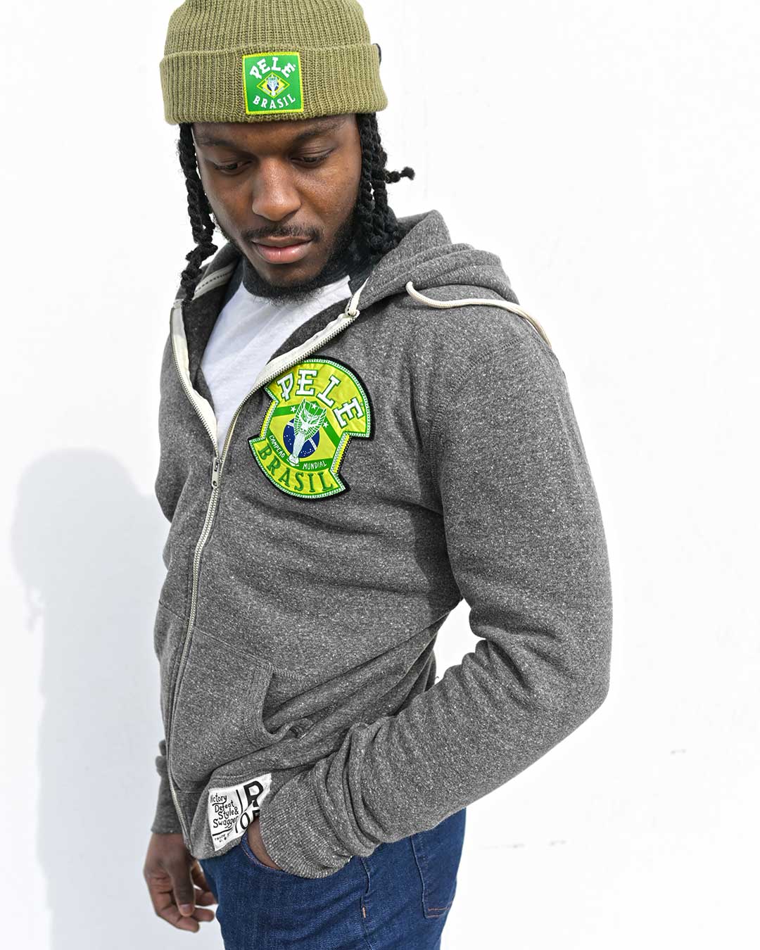 Pelé #10 Brasil Grey FZ Hoody - Roots of Fight