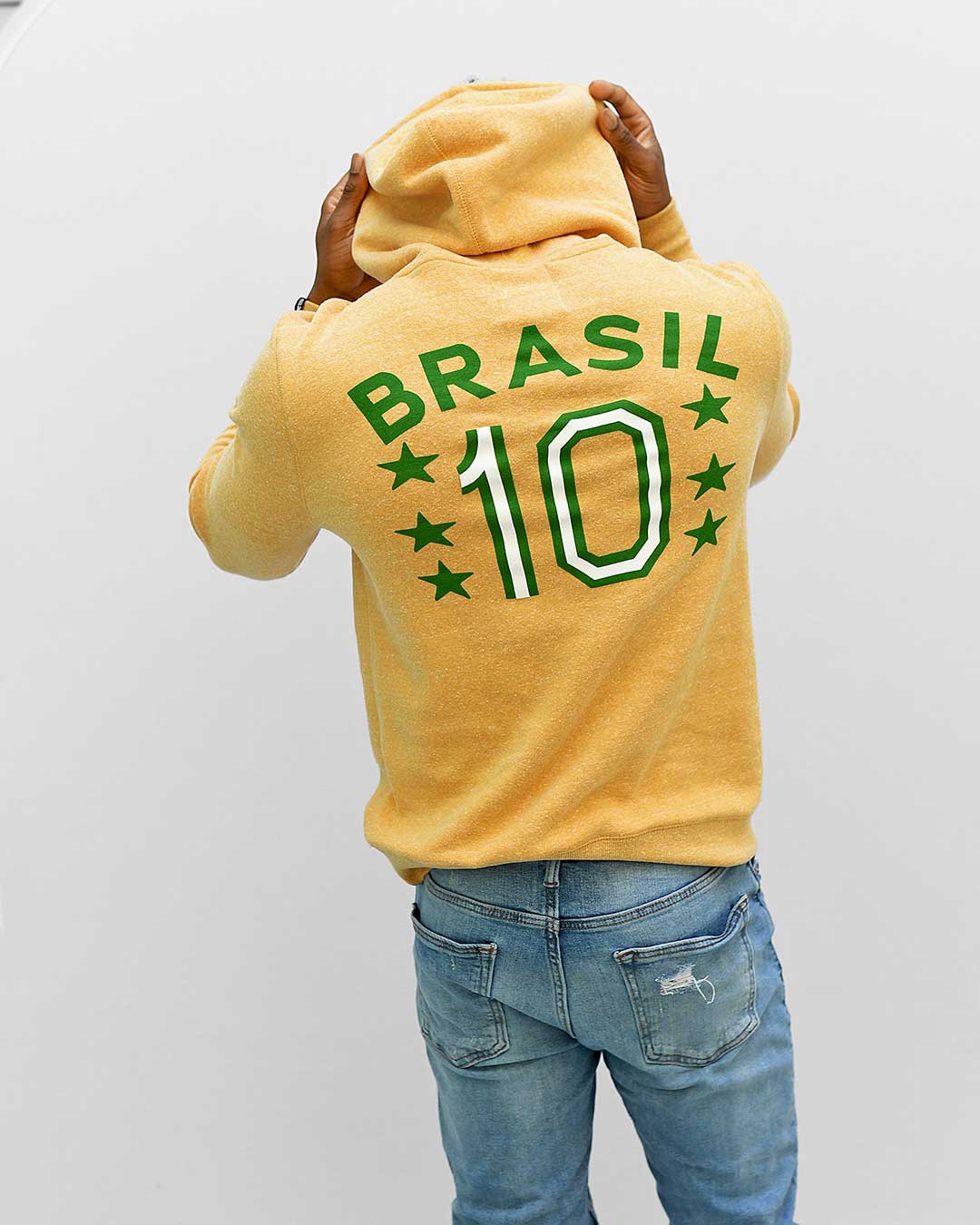Pelé Brasil #10 Yellow Pullover Hoody - Roots of Fight