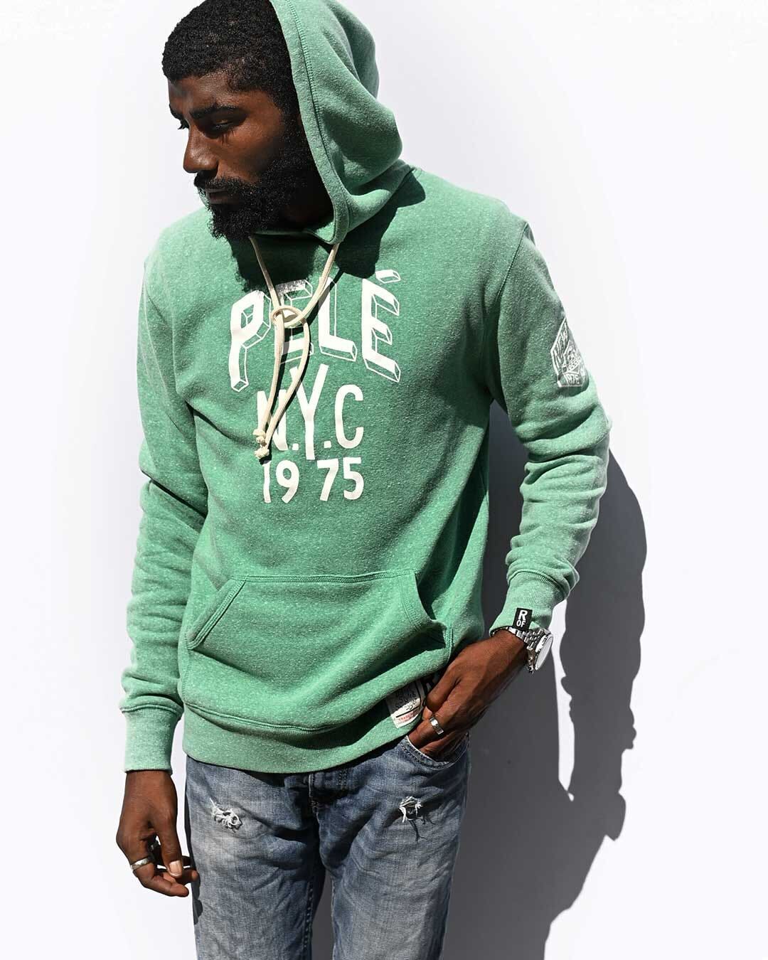 Pelé NYC 1975 Green PO Hoody - Roots of Fight Canada