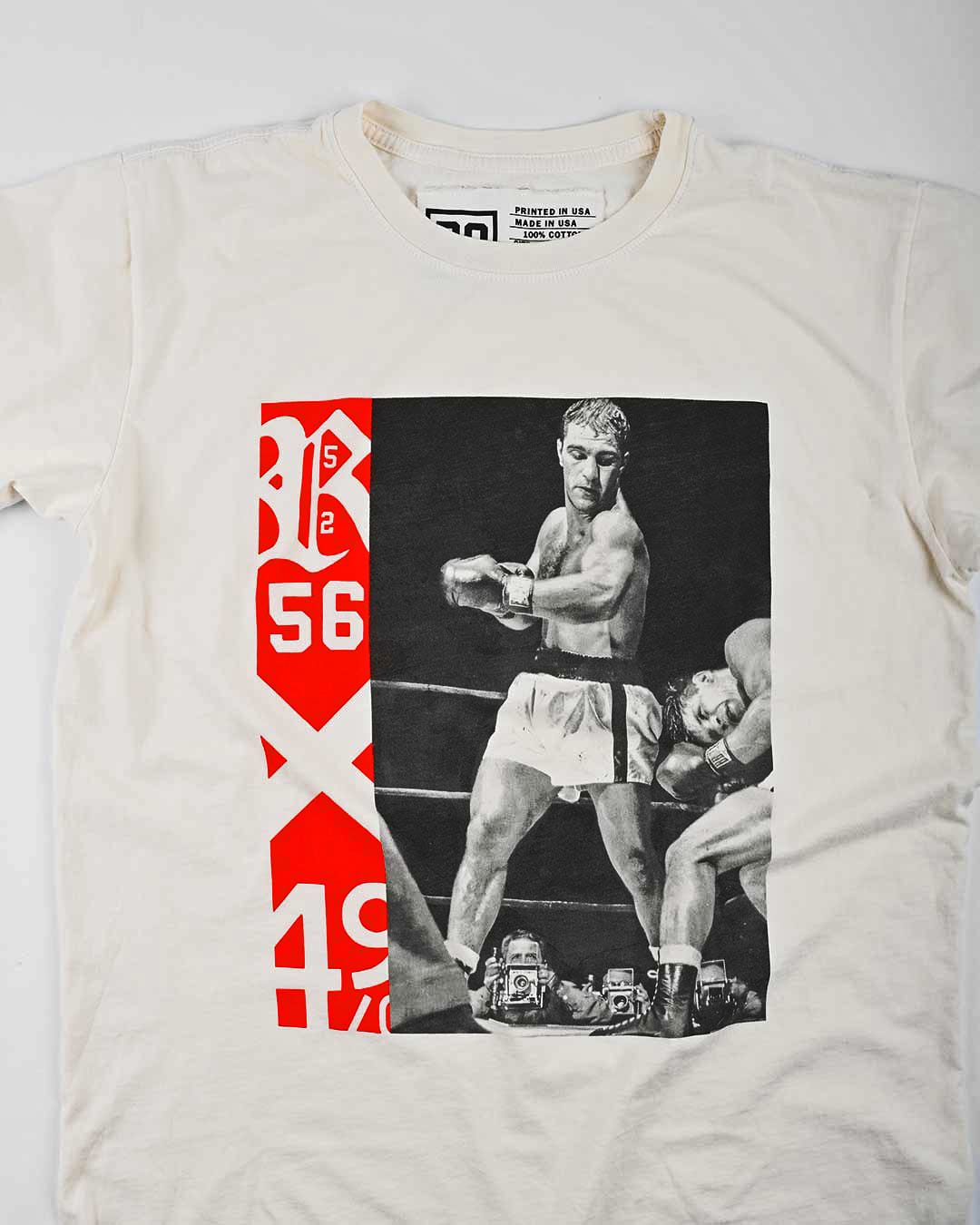 Rocky Marciano '56 Photo White Tee - Roots of Fight