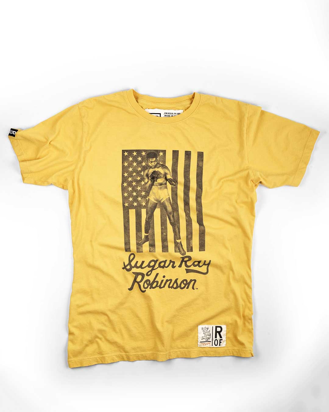 Sugar Ray Robinson Flag Yellow Tee - Roots of Fight