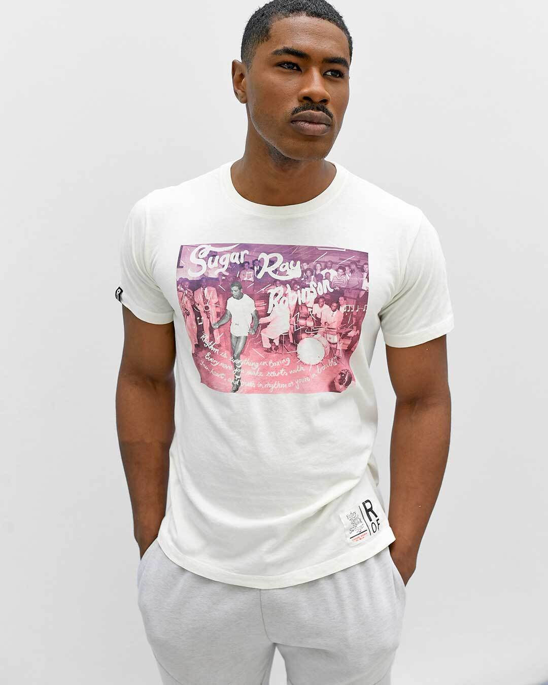 Sugar Ray Robinson Rhythm Vintage White Tee - Roots of Fight