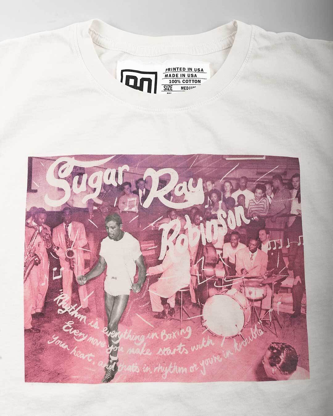Sugar Ray Robinson Rhythm Vintage White Tee - Roots of Fight