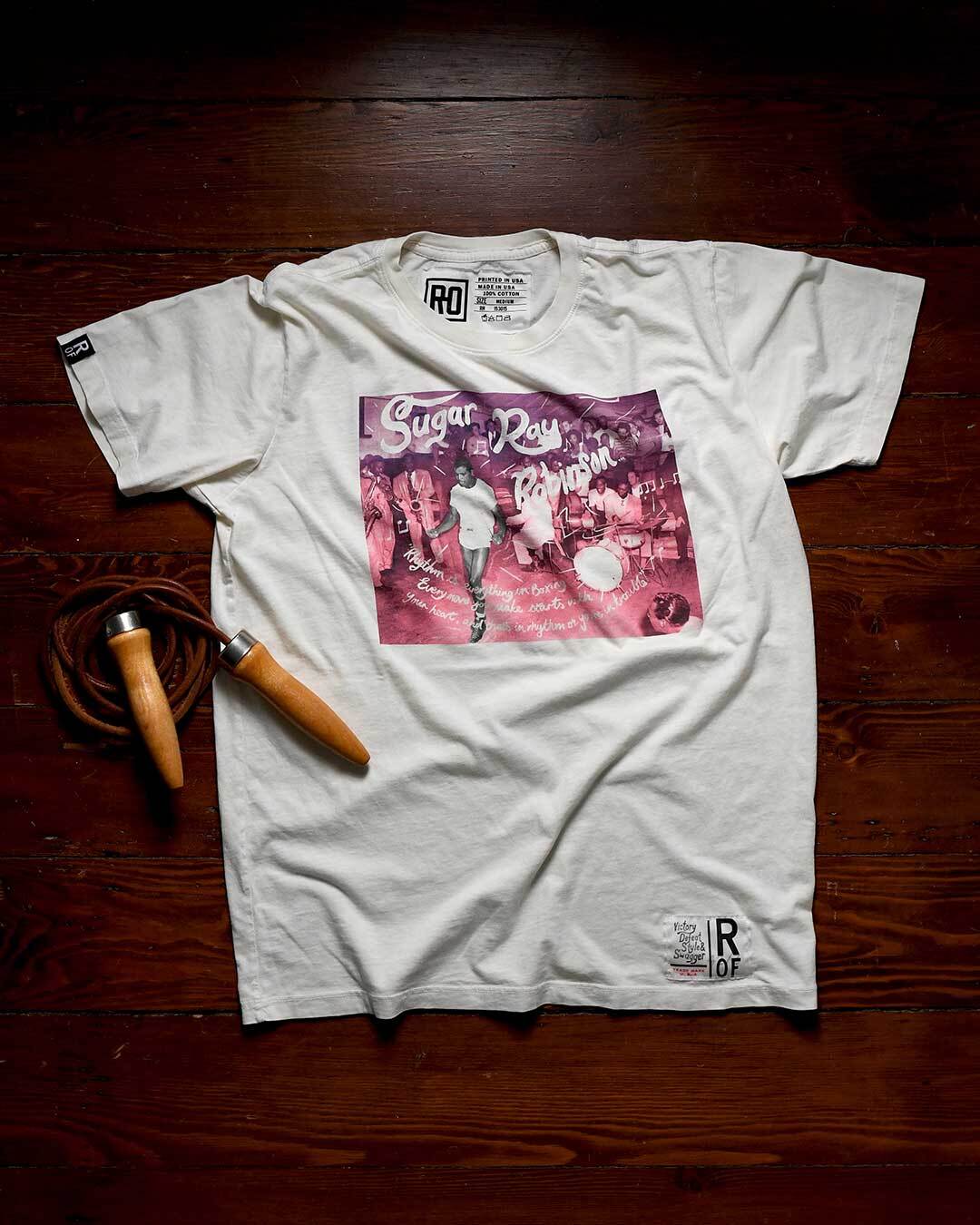 Sugar Ray Robinson Rhythm Vintage White Tee - Roots of Fight