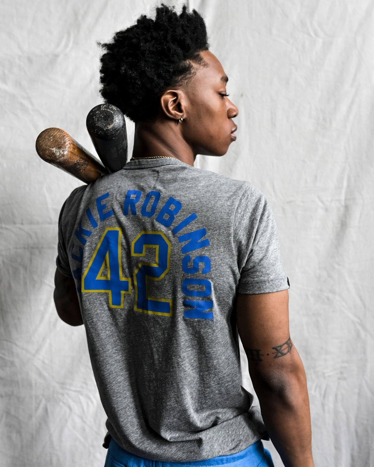 UCLA - Jackie Robinson Baseball Grey Tee - Roots of Fight