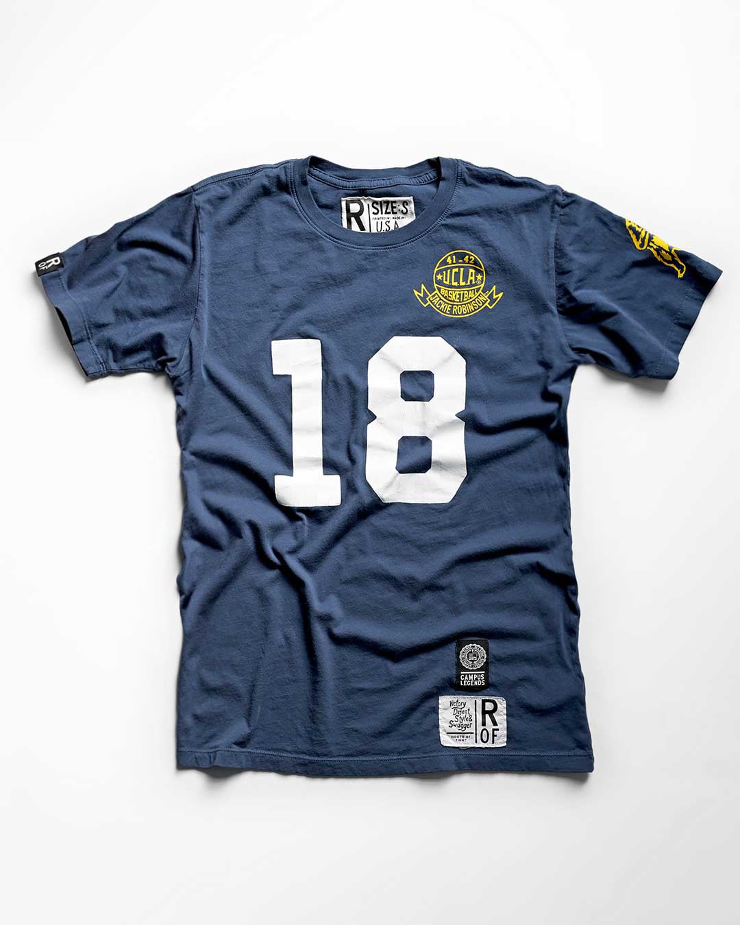 UCLA - Jackie Robinson Basketball #18 Navy Tee - Roots of Fight