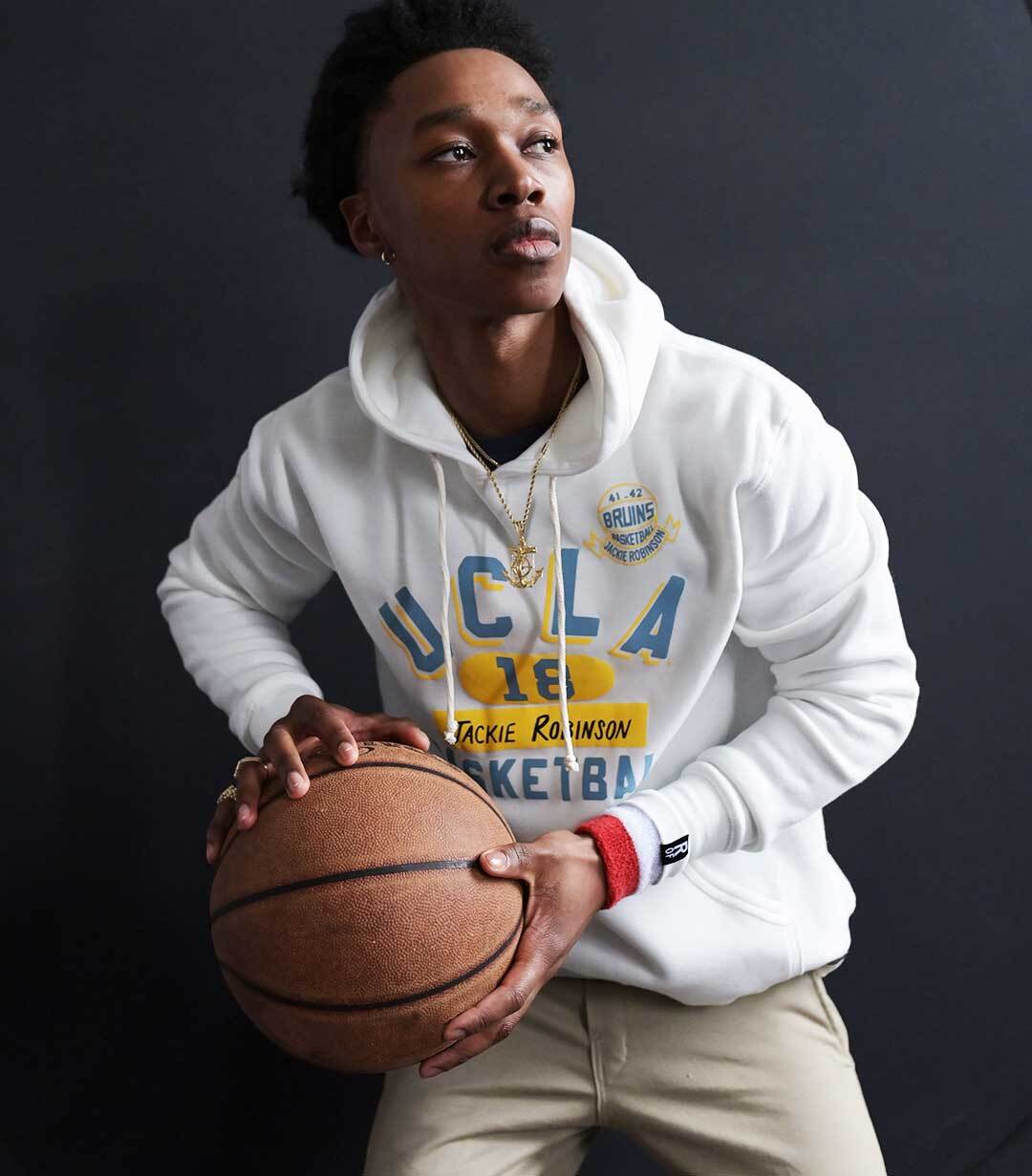 UCLA - Jackie Robinson Basketball Ivory PO Hoody - Roots of Fight