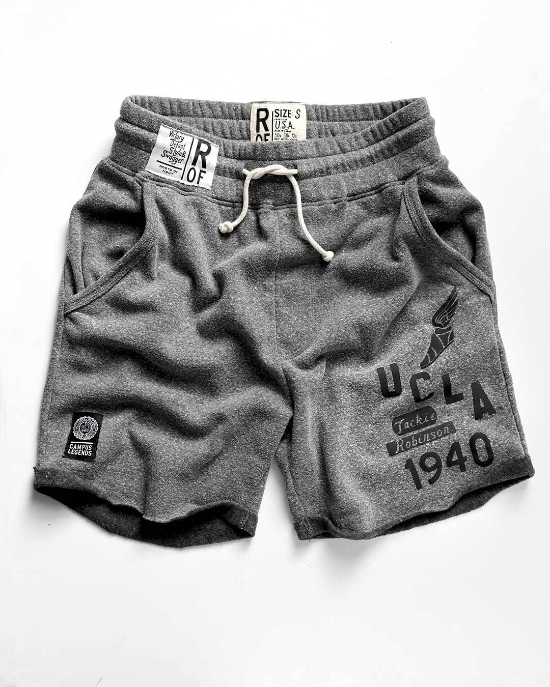 UCLA - Jackie Robinson Track Grey Shorts - Roots of Fight