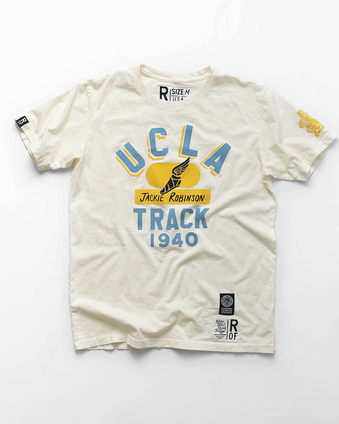 UCLA - Jackie Robinson Track White Tee - Roots of Fight